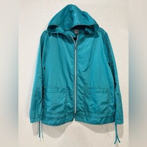CHICOS - Zenergy Teal Hooded Windbreaker Jacket